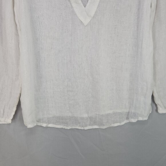 Eileen Fisher Linen Shirt Gauze Long Sleeve Size Small Sheer Coastal Grandma Lux - Picture 4 of 11